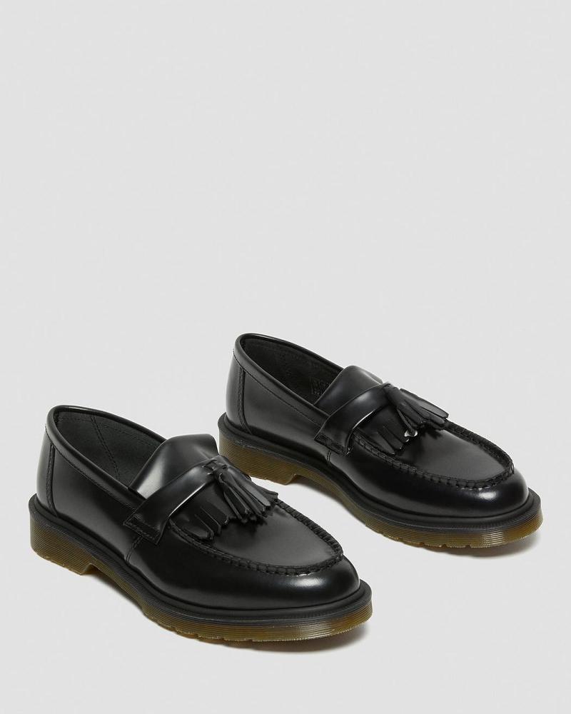 Black Men's Dr Martens Adrian Smooth Leather Tassle Loafers Oxfords Shoes | CA 615CTV